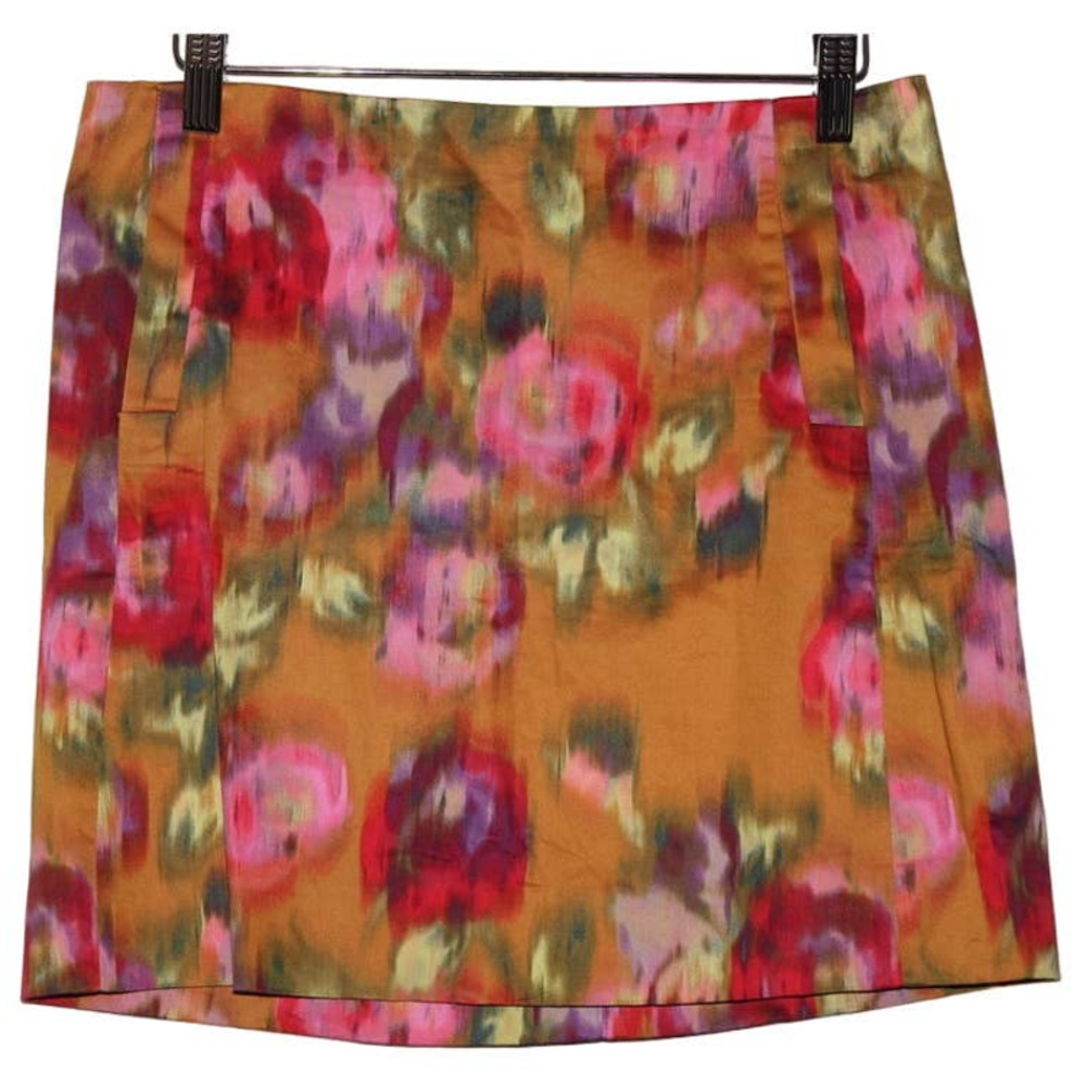 Women's J. Crew 27112 Gold Yellow Pink Purple Red Green Floral Mini Skirt Size 2